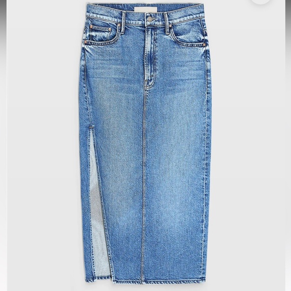 BNWT MOTHER The Split Second Denim Midi Skirt - Picture 4 of 12